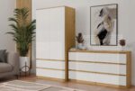 M6 MALWA CHEST OF DRAWERS 140 CM 6 DRAWERS OAK ARTISAN/WHITE - imagine 9