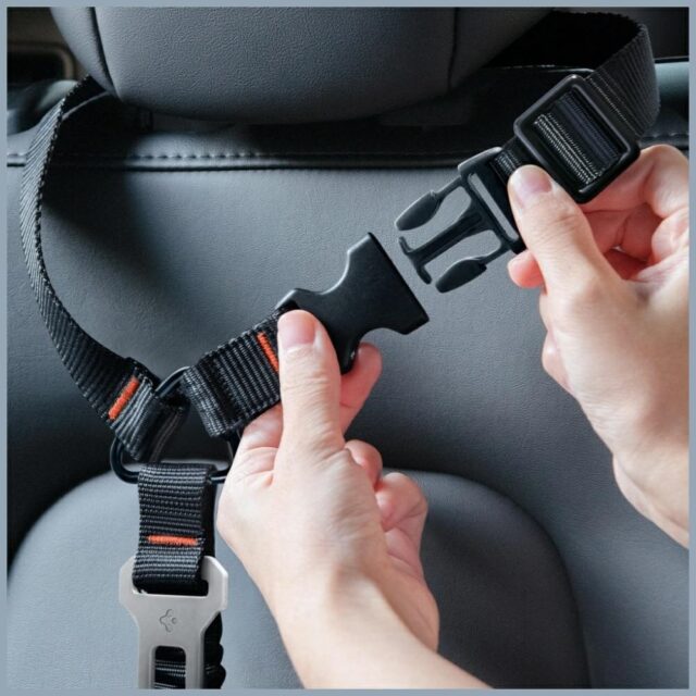 Universal leash Spigen PS100 belt for dog for car black - imagine 6