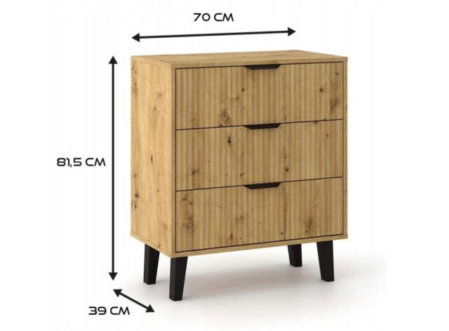 SCANDI 3S SLIM OAK ARTISAN CHEST OF DRAWERS - imagine 4
