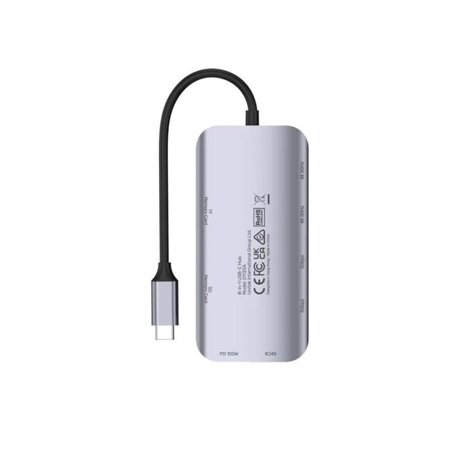 UNITEK ACTIVE HUB USB-C 2X HDMI 4K  RJ45  PD 100W - imagine 4