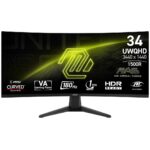 MSI MAG 346CQ computer monitor 86.4 cm (34 ) 3440 x 1440 pixels UltraWide Dual Quad HD LCD Black