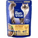 OptiVital szarpane kawałki dla kota z kurczakiem w sosie 85g