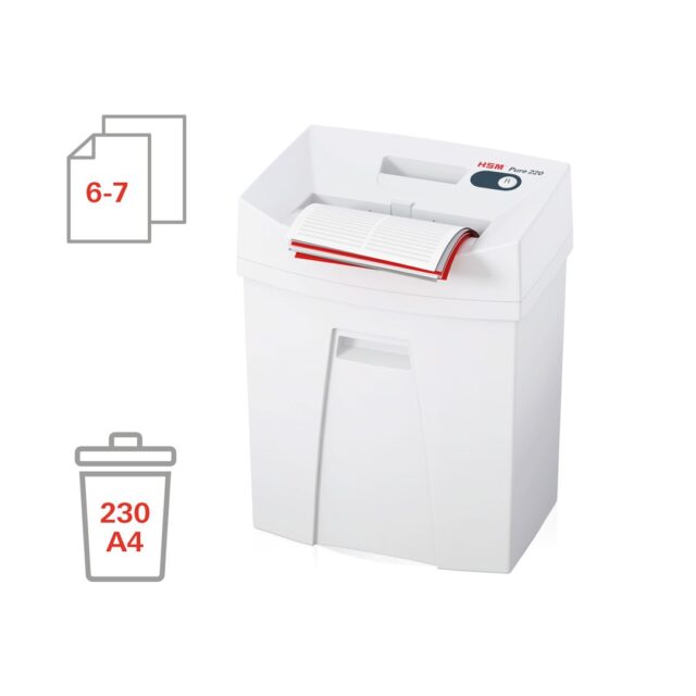 HSM Pure 220 paper shredder Particle-cut shredding 22.5 cm White - imagine 6