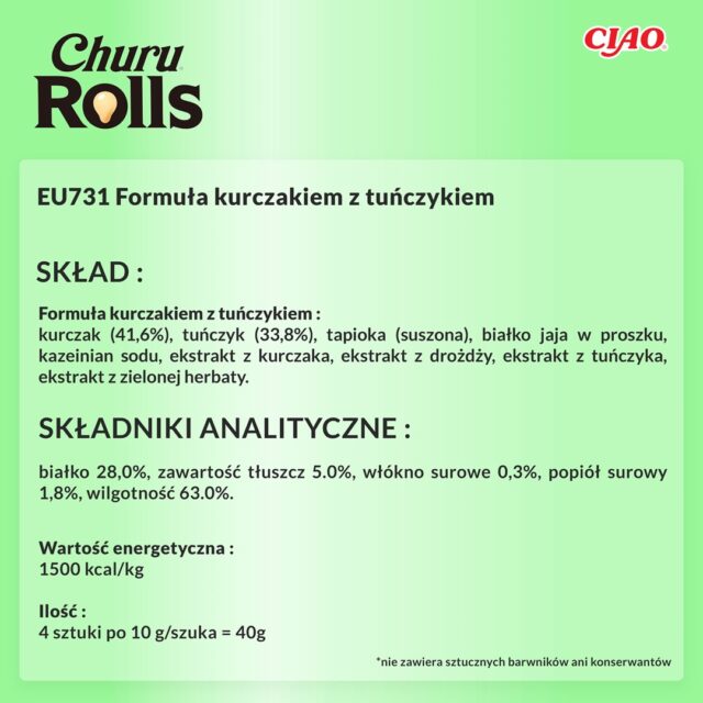 INABA Churu Rolls Chicken recipe wraps Tuna recipe - cat treats - 4x10 g - imagine 7