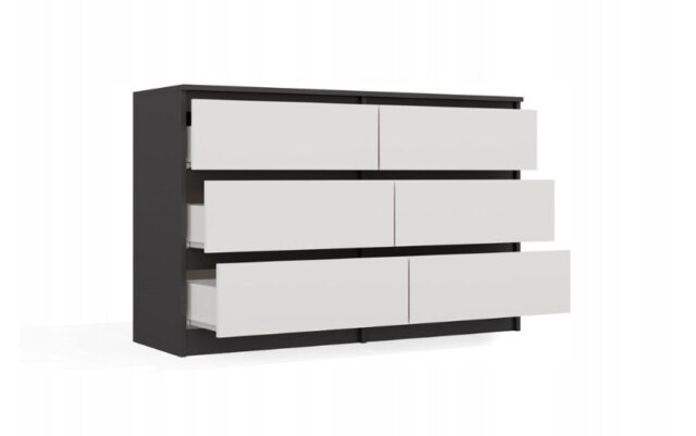 M6 MALWA CHEST OF DRAWERS 120 CM 6 DRAWERS ANTHRACITE/WHITE - imagine 6