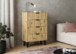 SCANDI 4S SLIM OAK ARTISAN CHEST OF DRAWERS - imagine 5