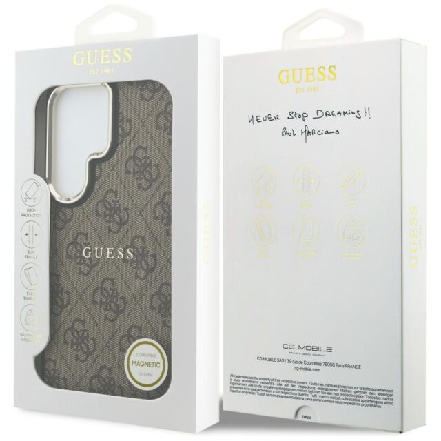Guess PU Leather 4G Gold Frame Magnetic Zadní Kryt pro Samsung Galaxy S26 Ultra Brown - imagine 9
