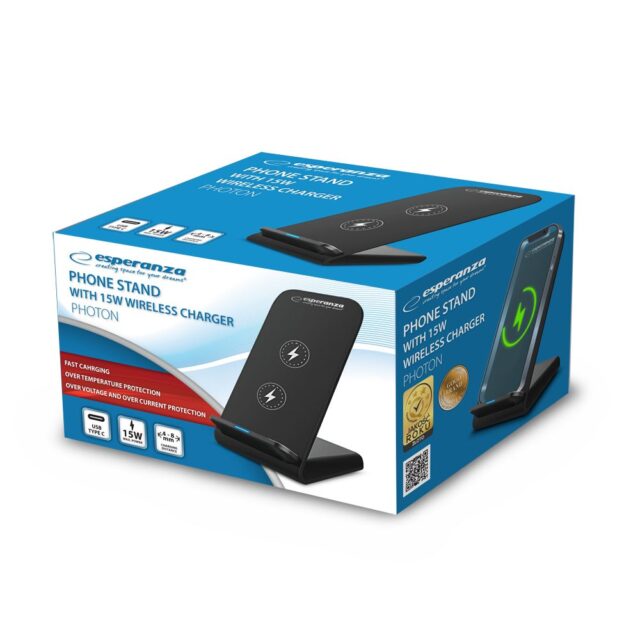 Esperanza EZC101 Wireless Charger Desk Stand for Phone - imagine 7