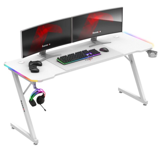 Huzaro Hero 4.8 White RGB - gaming desk - imagine 6