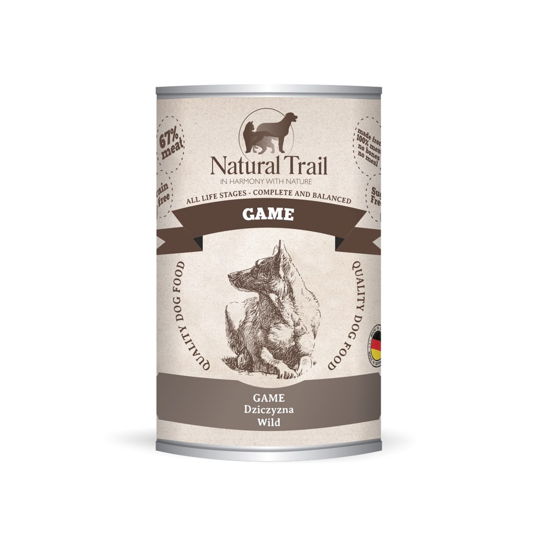 cps-15c7470902b4b8cc422d10e0666ba8dd-2026-03-29-10-24-35 NATURAL TRAIL Game Meat - Wet Dog Food - 400 g - imagine 1