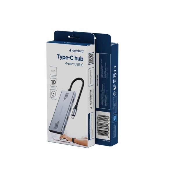 GEMBIRD 4-PORT USB-C 3.2 (GEN 2) TYPE-C HUB GREY - imagine 4