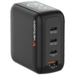 Verbatim Mini GaN mains charger 140W 3xUSB-C PD/1x USB-A QC EU/UK/USA adapter black 30240 - imagine 2
