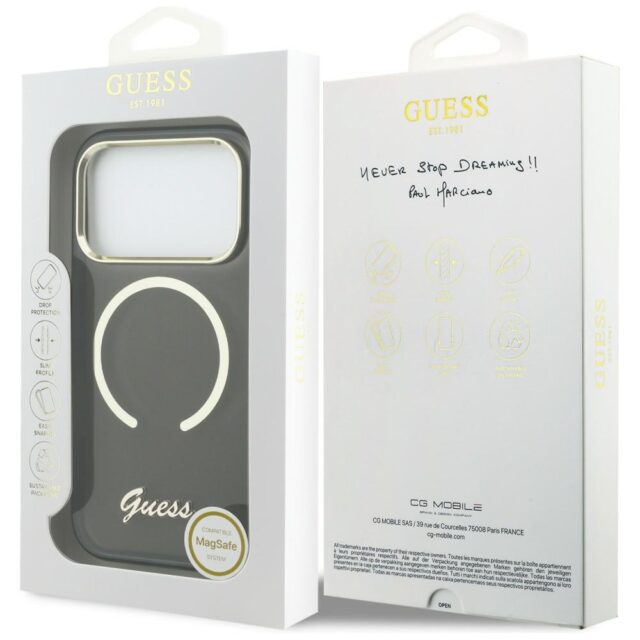 Case Guess IML Script Metal MagSafe for   iPhone 17 Pro black - imagine 8
