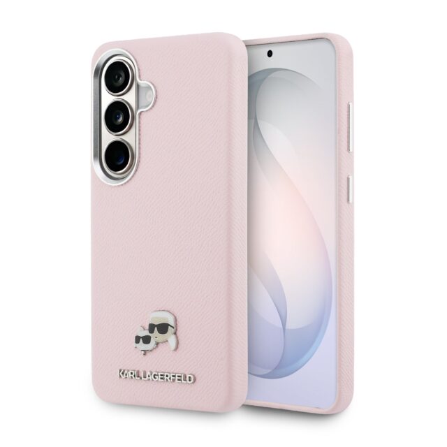 Karl Lagerfeld Grained PU Leather K&CH Heads Magnetic Zadní Kryt pro Samsung Galaxy S26+ Pink - imagine 9
