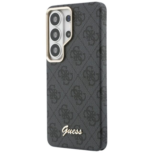 Guess PU 4G Script Metal Logo Magnetic Zadní Kryt pro Samsung Galaxy S26 Ultra Black - imagine 3