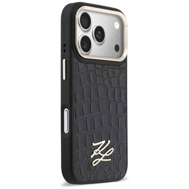 Etui Karl Lagerfeld Croco KL Script Logo  MagSafe do iPhone 17 Pro czarny - imagine 4
