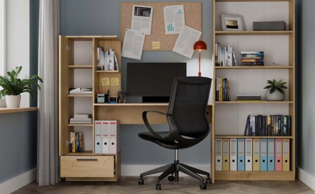 COSMO Oak Artisan Desk + Bookcase Set - imagine 8