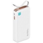 USAMS Powerbank with Retractable Cable USB-CRetractable 10000 mAh PD 20W Fast Charge XY Series white