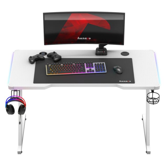 Huzaro Hero 2.5 White RGB gaming desk - imagine 10