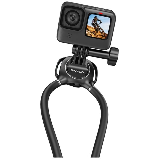 Neck Mount for sport camera USAMS JoyGo Joy01 black - imagine 6