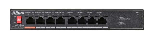 Dahua Technology PoE SF1008LP Unmanaged L2 Fast Ethernet (10/100) Power over Ethernet (PoE) Black - imagine 3