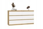 M6 MALWA CHEST OF DRAWERS 140 CM 6 DRAWERS OAK ARTISAN/WHITE - imagine 3