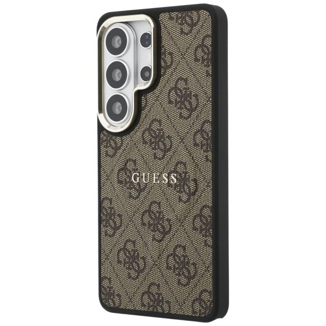 Guess PU Leather 4G Gold Frame Magnetic Zadní Kryt pro Samsung Galaxy S26 Ultra Brown - imagine 3