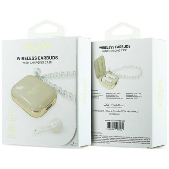 Earphones TWS Guess Pearl Strap beige - imagine 5