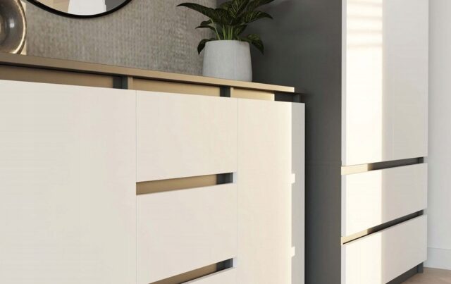 CHEST OF DRAWERS 2 DOORS 3 DRAWERS ANTHRACITE/WHITE - imagine 8