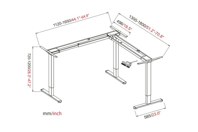Desk frame  elec. adjustable  L shape  white - imagine 2