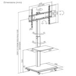 Stand / cart for TV Ergo-Office  max. load 50kg / 5kg shelf  max. VESA 600x400  built-in power strip  black  ER-304 B - imagine 5