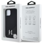 Case Karl Lagerfeld Silicone Shadow Metal Initial MagSafe for iPhone 15 black - imagine 8