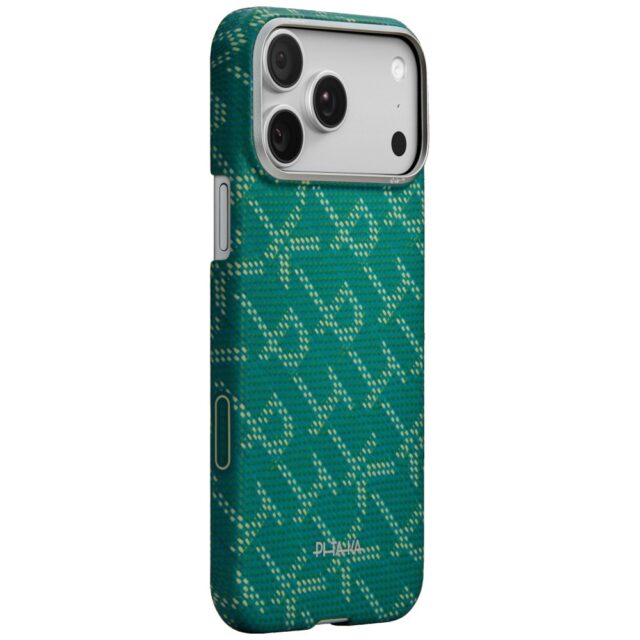 Etui PITAKA Ultra-Slim Monogram MagSafe   do iPhone 17 Pro złoto zielony - imagine 5