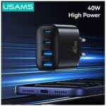 Wall charger USAMS T70 40W 2xUSB-A/2xUSB-C black - imagine 3
