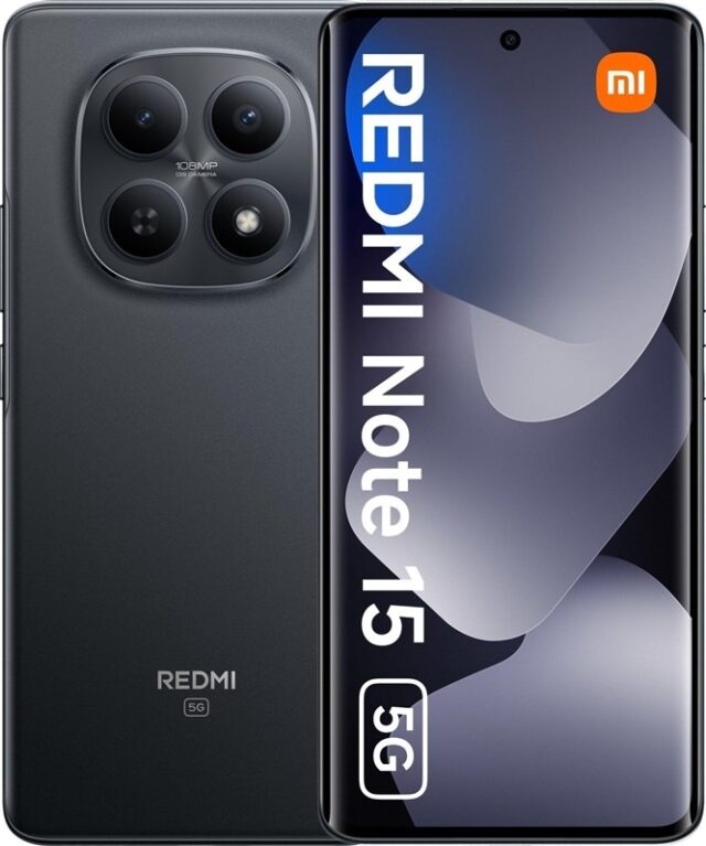 Xiaomi Redmi | Note 15 | Black | 6.77   | AMOLED | 1080 x 2392 pixels | Qualcomm | Internal RAM 6 GB | 128 GB | Dual SIM | 4G | 5G | Main camera resolution 108+8+2 MP | Secondary camera resolution 20 MP | Android | 15 - imagine 9