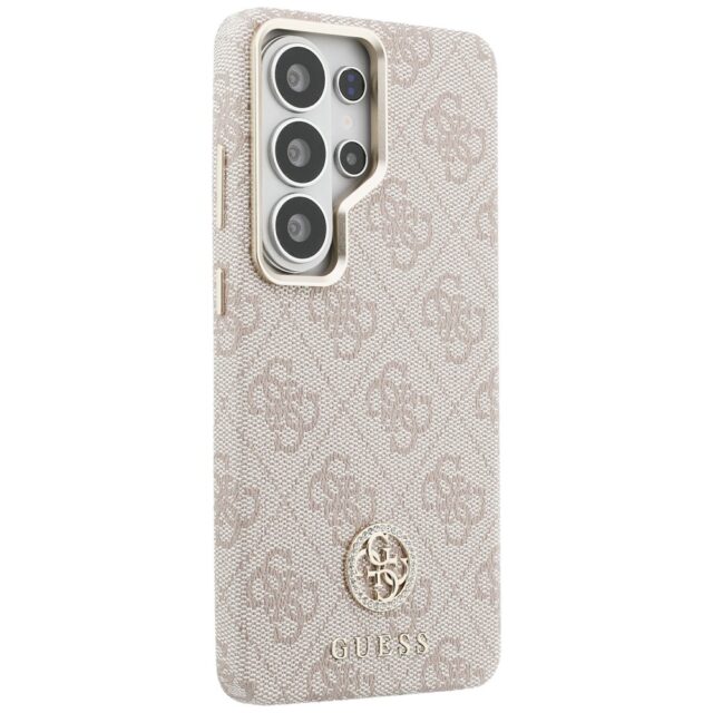 Guess PU Leather 4G Strass Logo Gold Frame Magnetic Zadní Kryt pro Samsung Galaxy S26 Ultra Pink - imagine 5