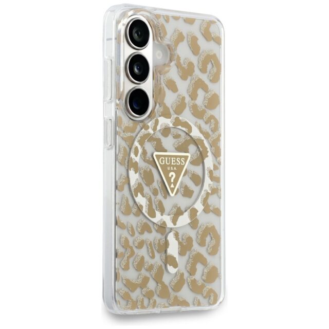 Case Guess IML Leopard Print Triangle    MagSafe for Samsung Galaxy S26 brown - imagine 4