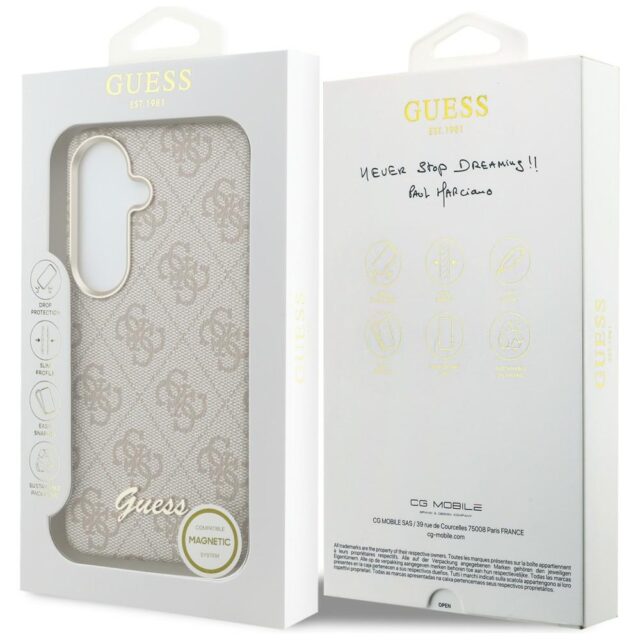 Guess PU 4G Script Metal Logo Magnetic Zadní Kryt pro Samsung Galaxy S26 Pink - imagine 9