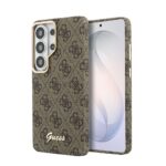 Guess PU 4G Script Metal Logo Magnetic Zadní Kryt pro Samsung Galaxy S26 Ultra Brown