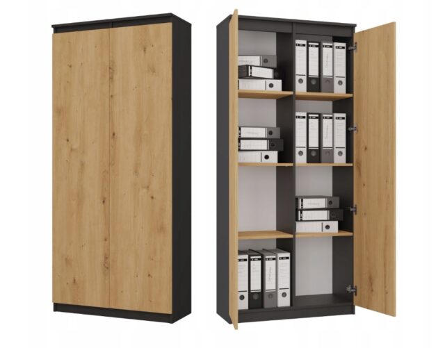 RS-80 HEMN OFFICE SHELVING UNIT  ANTHRACITE/ARTISAN OAK - imagine 5