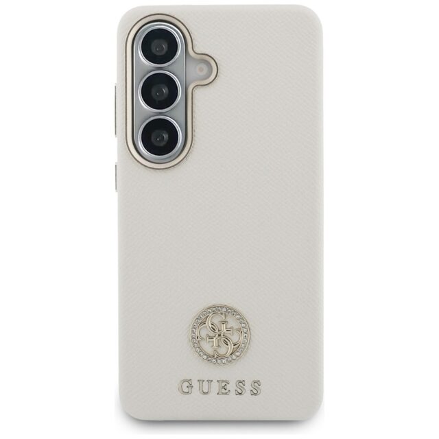 Case Guess Rhinestone Round Logo MagSafe for Samsung Galaxy S26 Plus beige - imagine 3