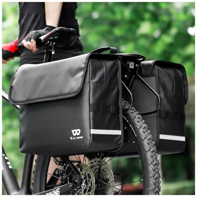 Bicycle Double Pannier Bag West Biking  36l black - imagine 6