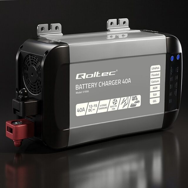 Qoltec Intelligent Professional Monolith Battery Charger for LiFePO4 AGM GEL SLA batteries | 40A | 12V - imagine 4