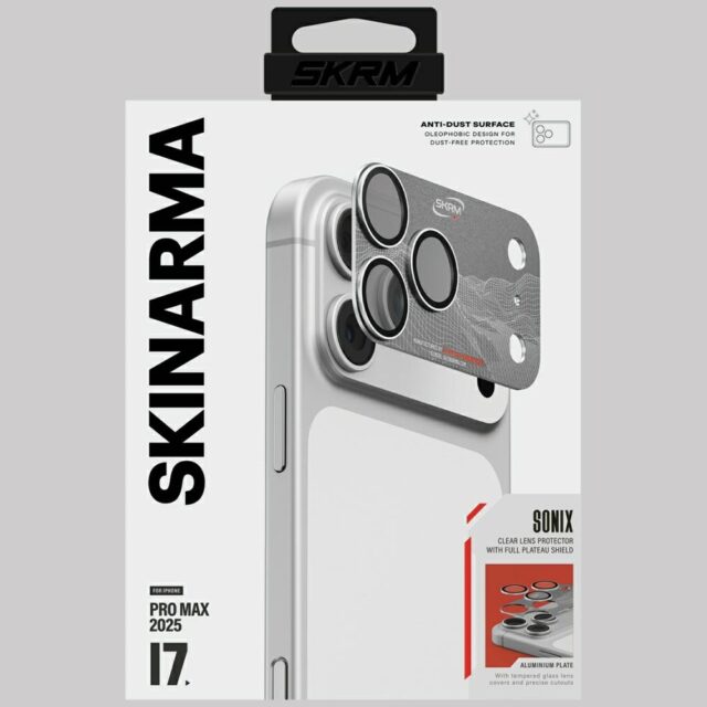 Camera Lens Glass Skinarma Sonix Full Aluminium for iPhone 17 Pro Max silver - imagine 4