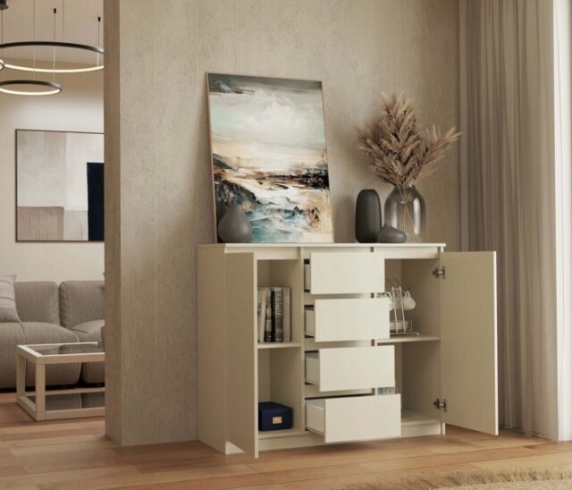 CHEST OF DRAWERS WITH 2 DOORS AND 4 DRAWERS  CASHMERE COLOUR - imagine 9