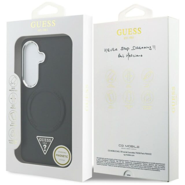Case Guess Embossed Ring Triangle Logo   MagSafe for Samsung Galaxy S26 black - imagine 8