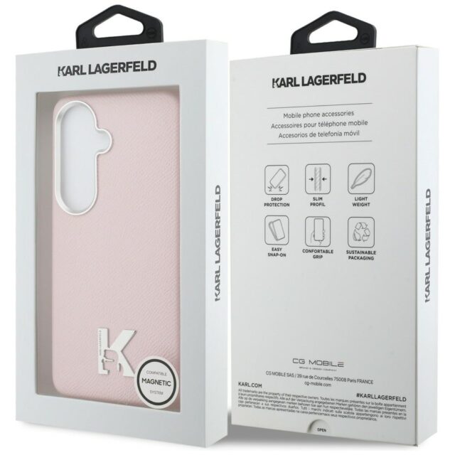 Case Karl Lagerfeld K Metal Logo MagSafe for Samsung Galaxy S26 pink - imagine 8