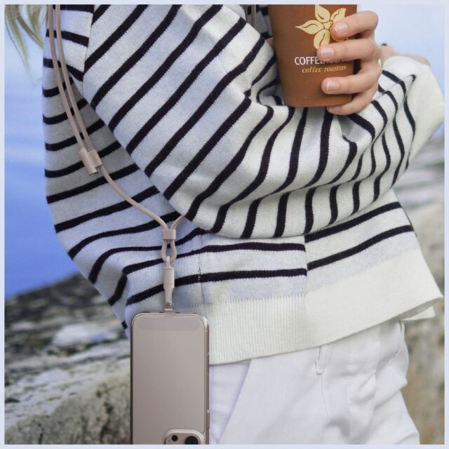 ENERGEA Lasso Lanyard Cable USB-C Phone Lanyard - USB-C 1.5m 240W Sand - imagine 8