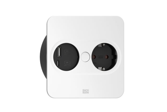 Bachmann 946.015 socket-outlet Type E + USB A + USB C Stainless steel - imagine 2