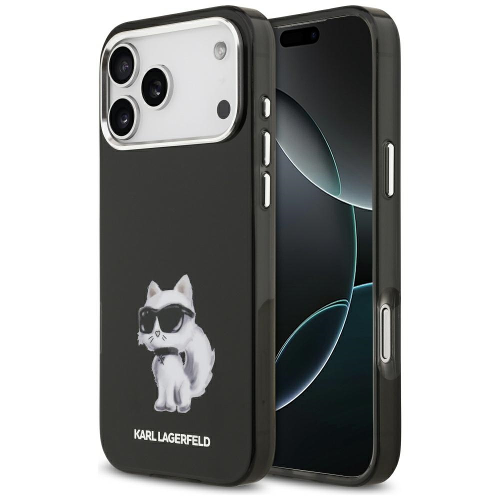 cps-262255097a3ab93fd206f3847fbd9c05-2026-03-29-04-01-26 Karl Lagerfeld IML Aquarelle Choupette & Logo MagSafe Case for iPhone 17 Pro Max Black - imagine 1